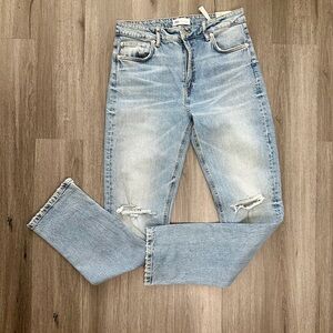 ZARA High-Rise Full Length Split Slim Jean